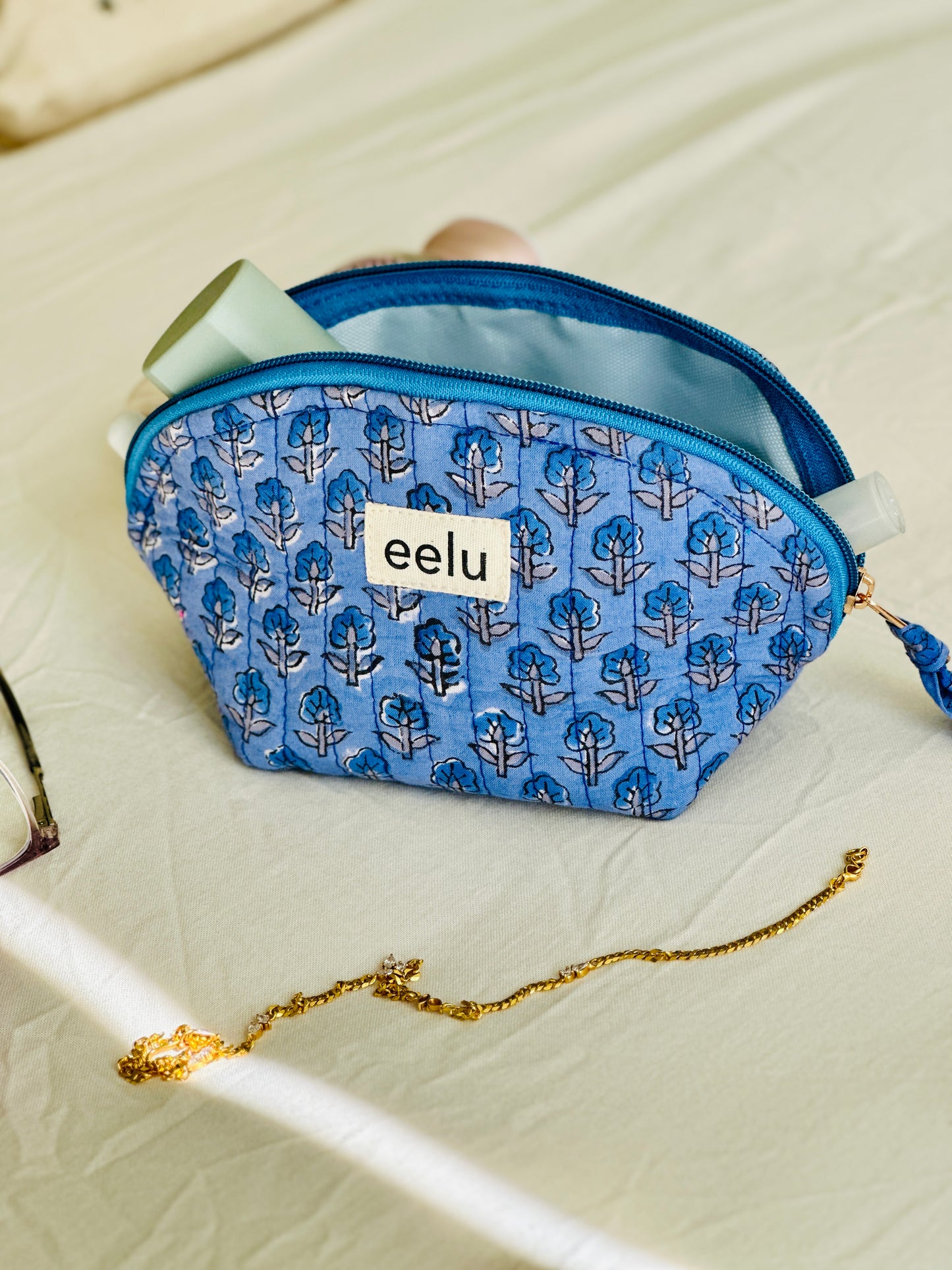 Tara Petite Pouch | Blue Haze Cotton Mini Case