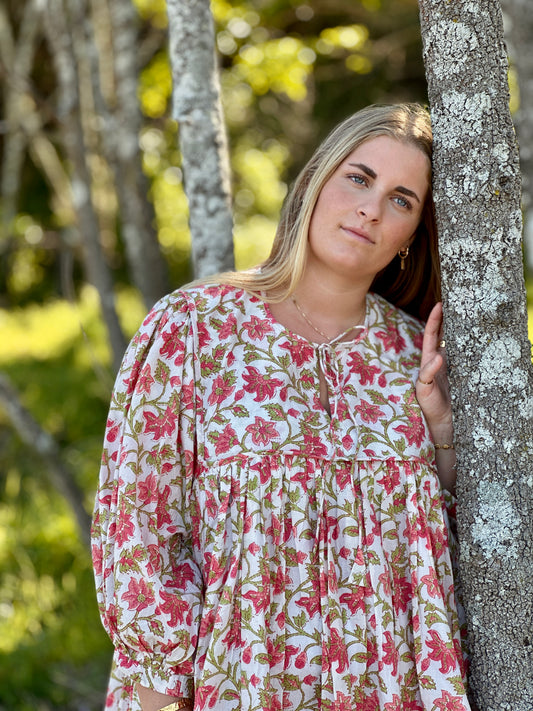 Rutoo Mini Dress - Rosewood Garden | Petite Friendly