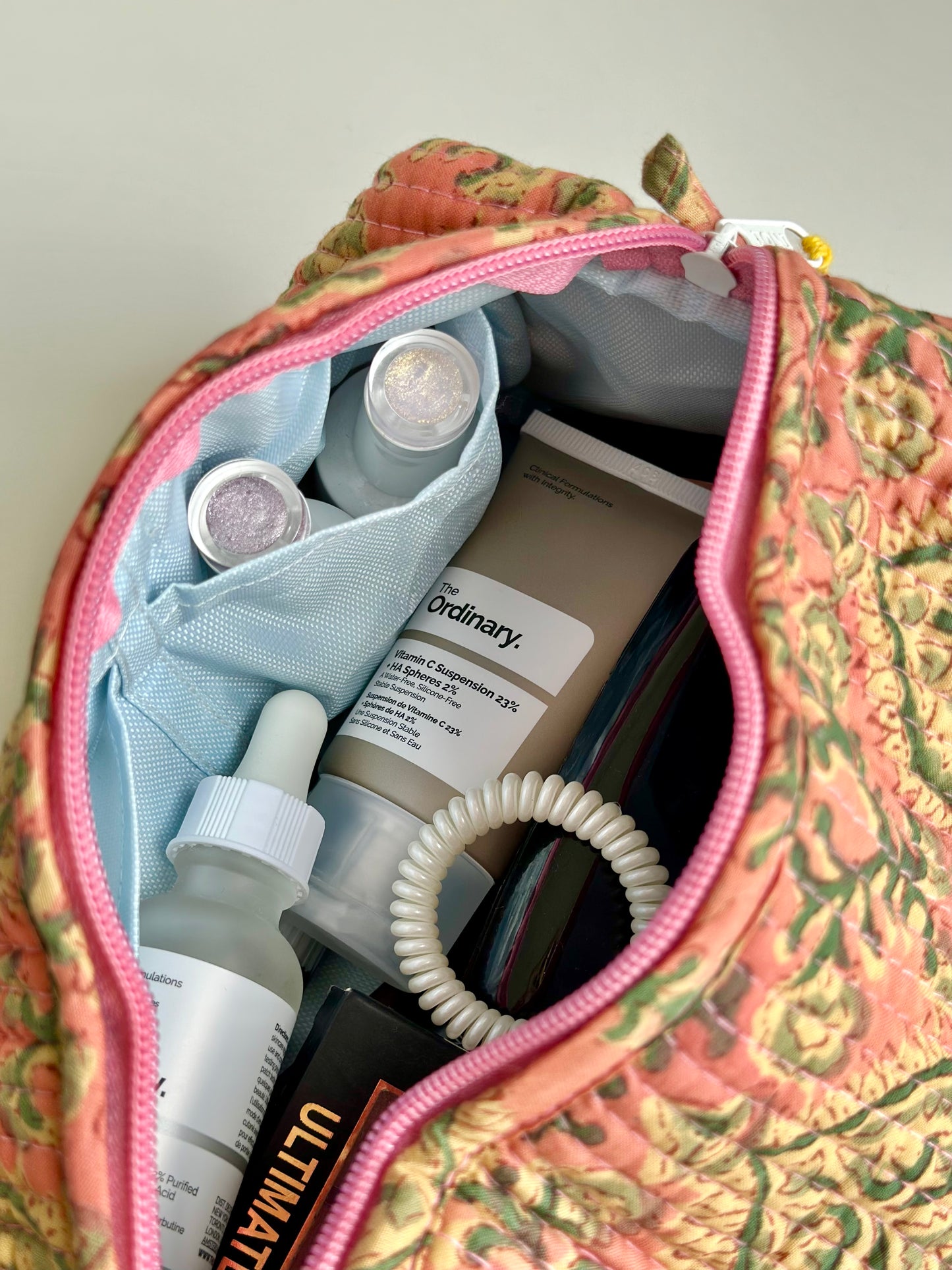 Malaa Quilted Makeup Pouch – Handcrafted Cotton Travel Bag | Small & Large