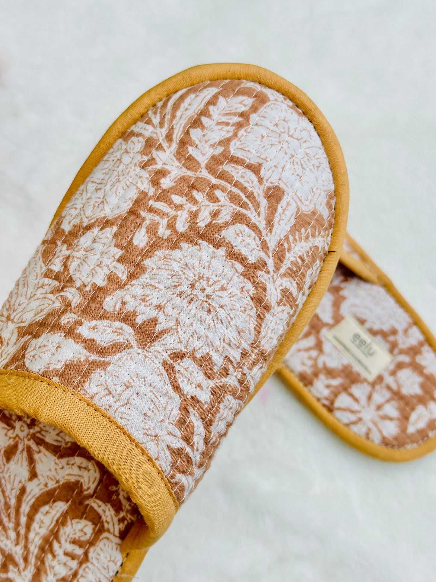 Handmade Cotton Slippers | Sandalwood Quilted Indoor Wear