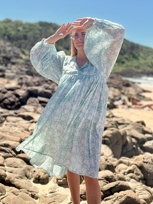 Bagh Midi Dress - Serene Blue