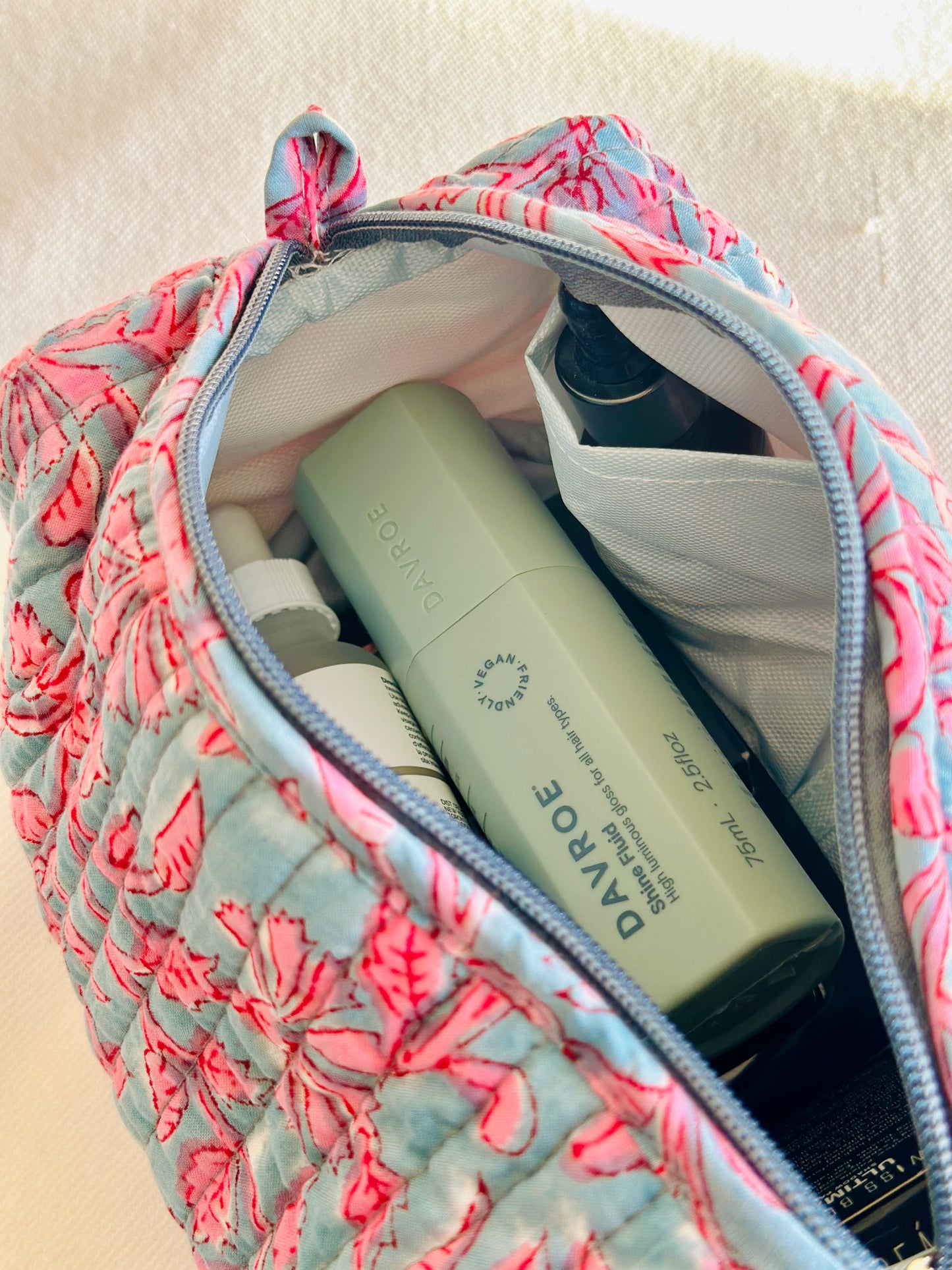 Siya Quilted Makeup Pouch – Handcrafted Cotton Travel Bag | Small & Large