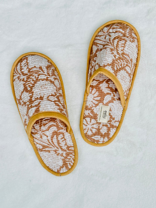 Handmade Cotton Slippers | Sandalwood Quilted Indoor Wear