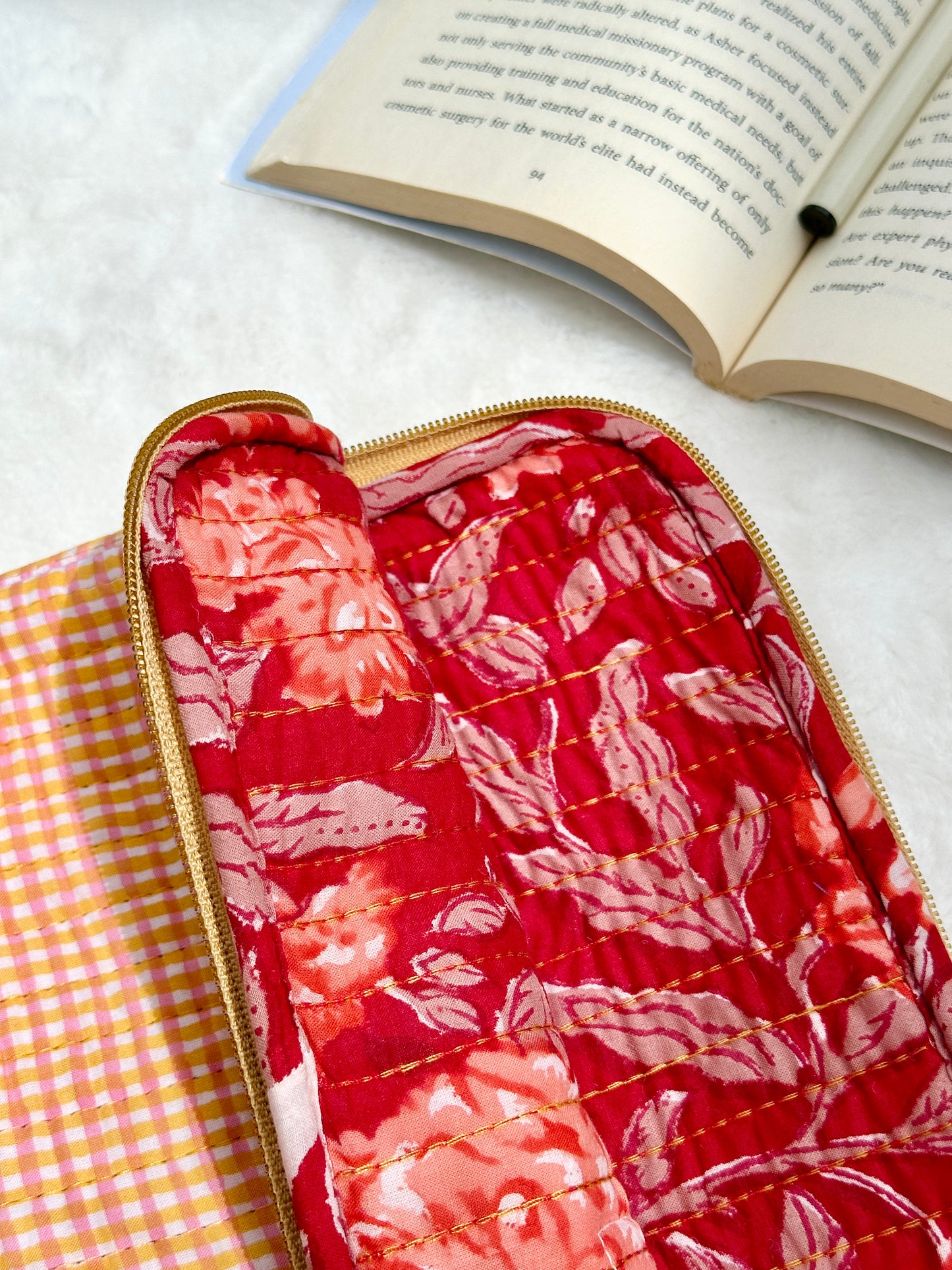 Quilted Cotton Laptop Case | Citrusy Orange