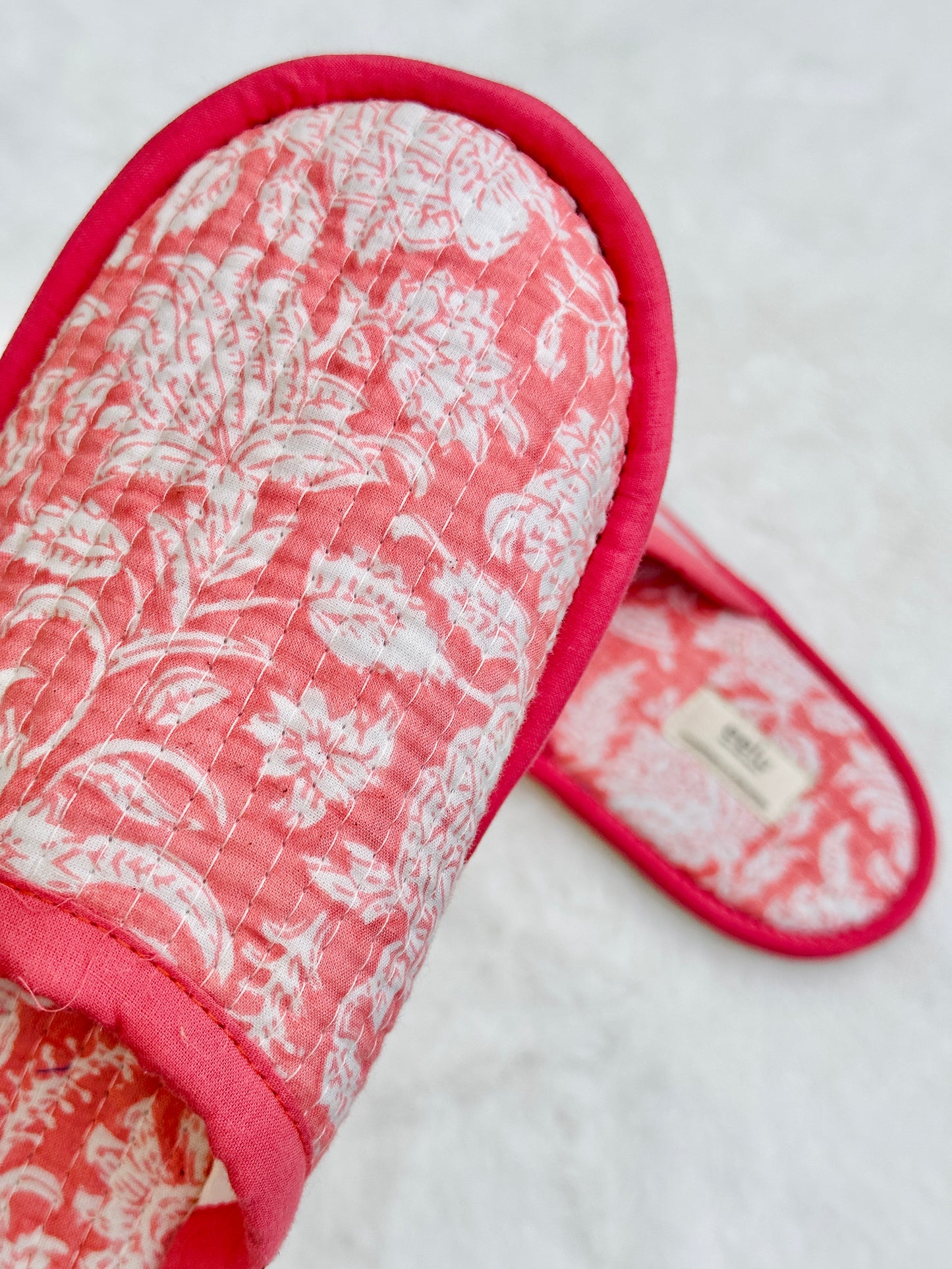 Handmade Cotton Slippers | Peach Blush Quilted Indoor Wear
