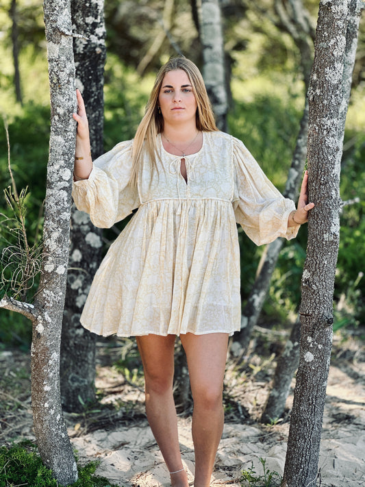 Rutoo Mini Dress - Golden Sand | Petite Friendly