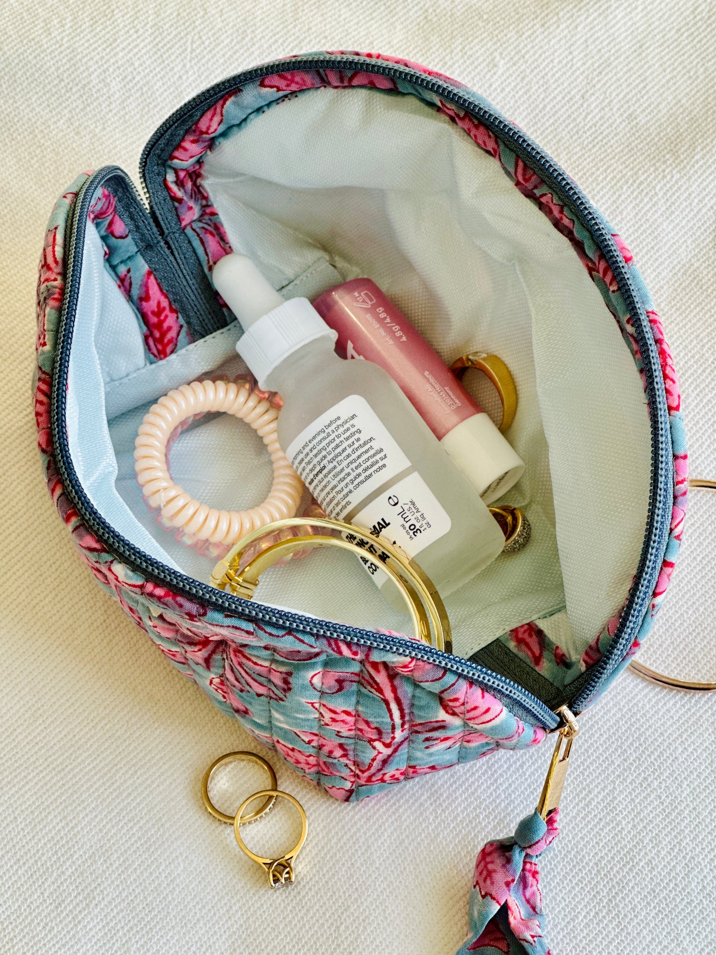Ranee Petite Pouch – Quilted Cotton Coin & Travel Bag | Hand-Printed Mini Case
