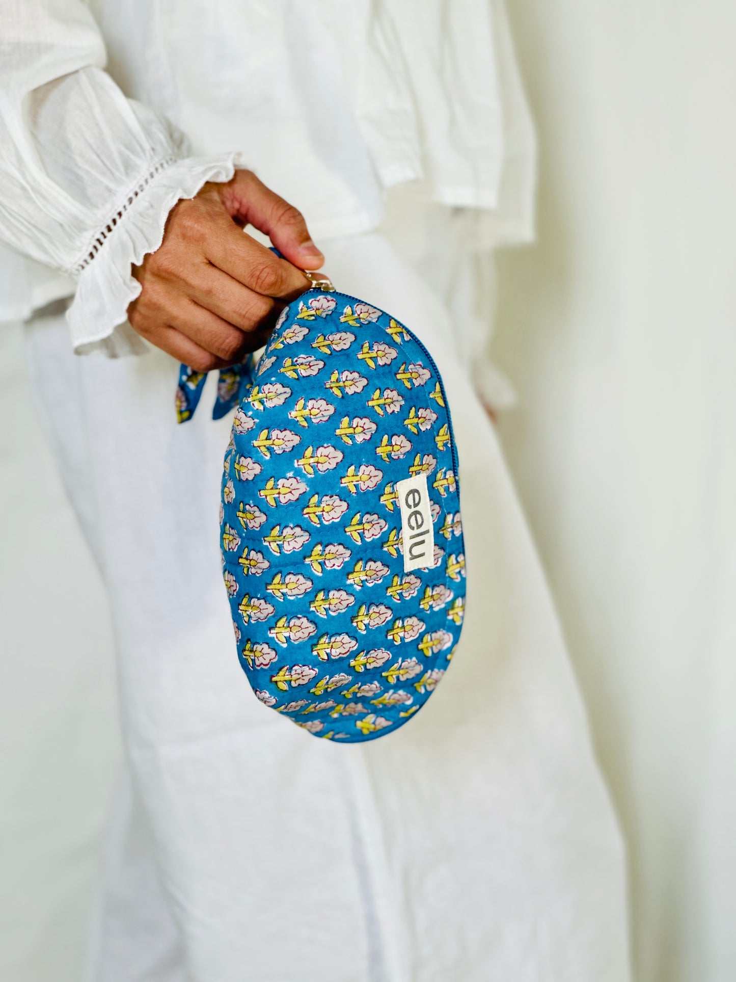Neela Petite Pouch – Quilted Cotton Coin & Travel Bag | Hand-Printed Mini Case