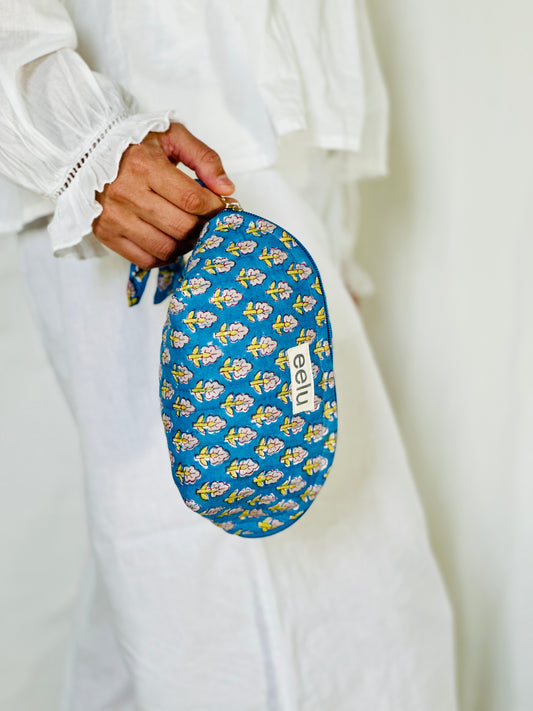 Tara Petite Pouch | Peacock Blue Cotton Mini Case