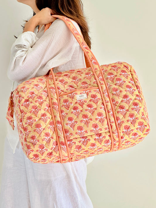 Quilted Cotton Overnight Travel Bag | Buttercream Cotton