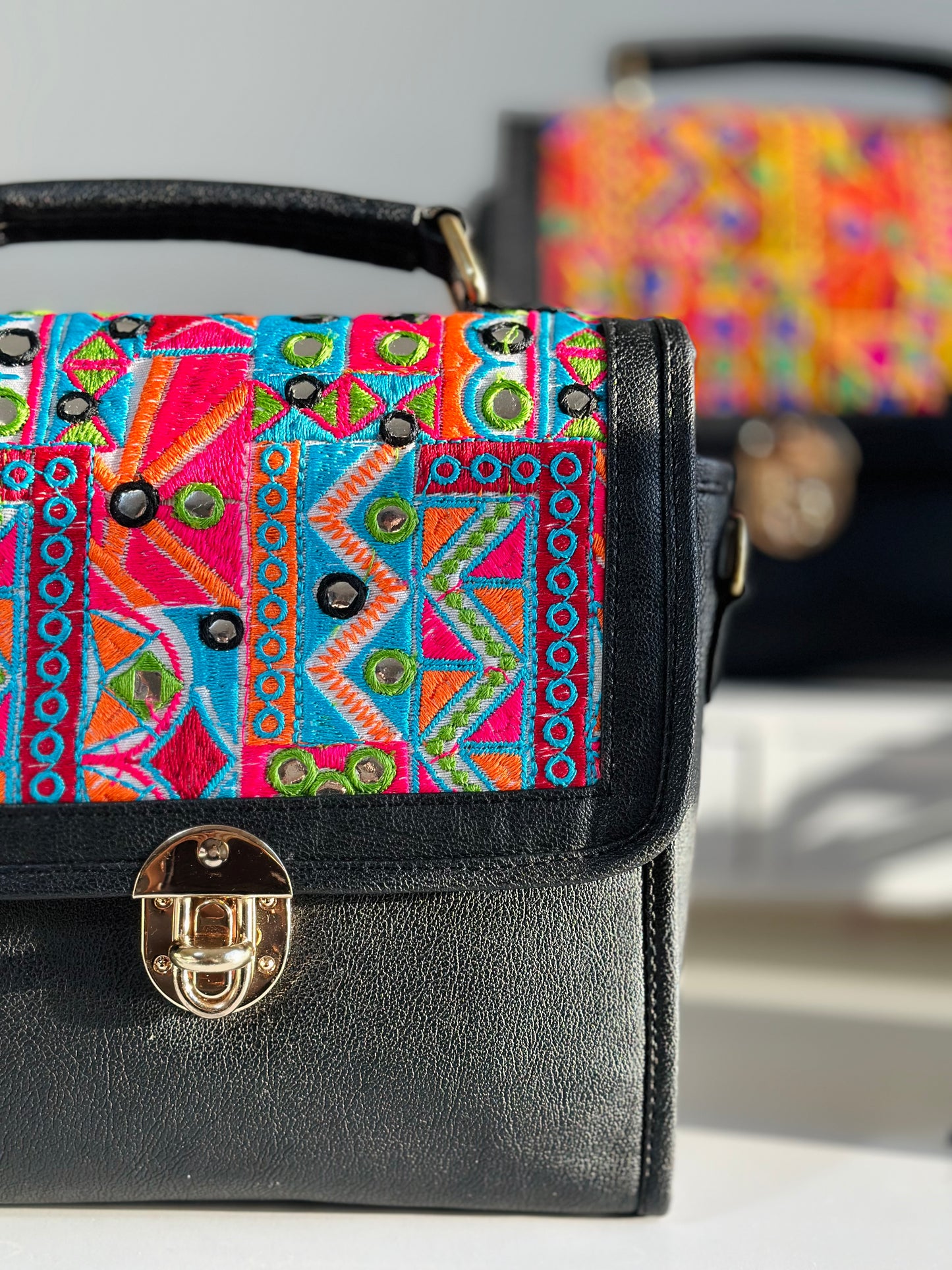 Siya Boho Sling Bag | Hand Mirror Work