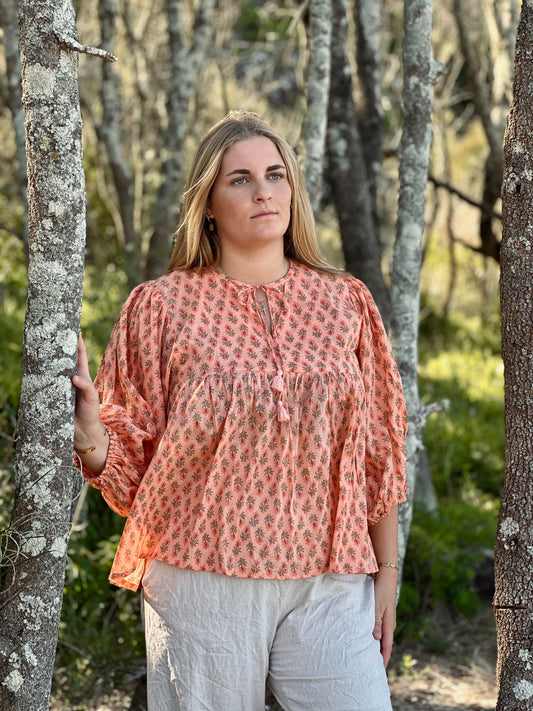 Mehek Blouse - Sunset Coral