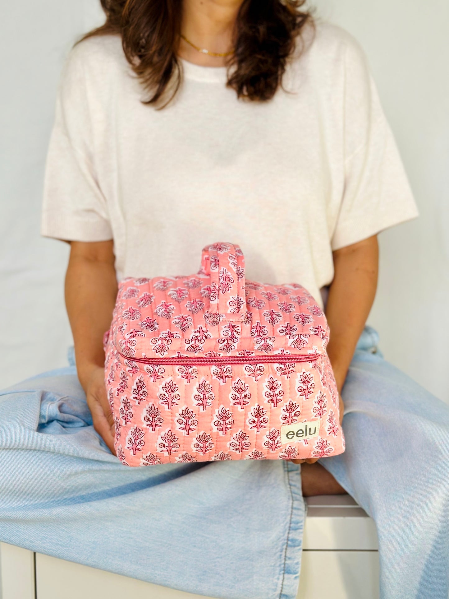 Pakhi Vanity Case – Handprinted Quilted Travel Organizer Bag