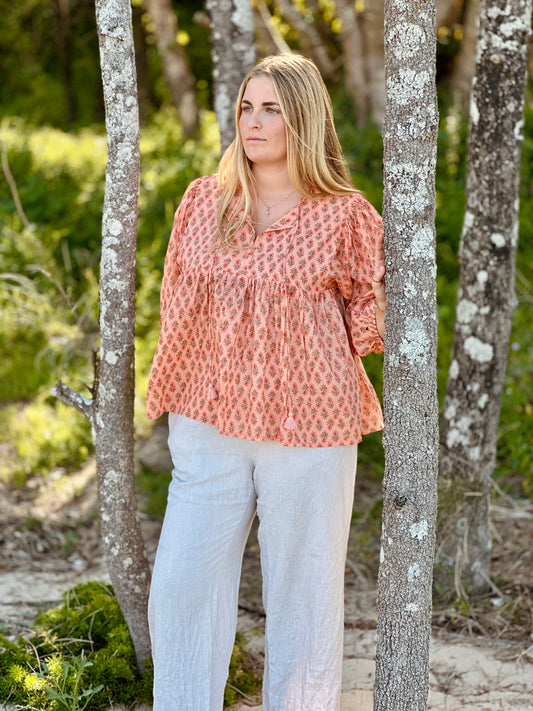 Mehek Blouse - Sunset Coral
