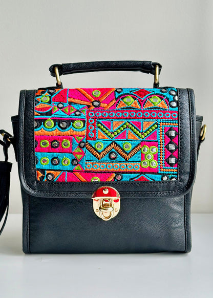 Aari Hand Woven Sling Bag- Mirror Work