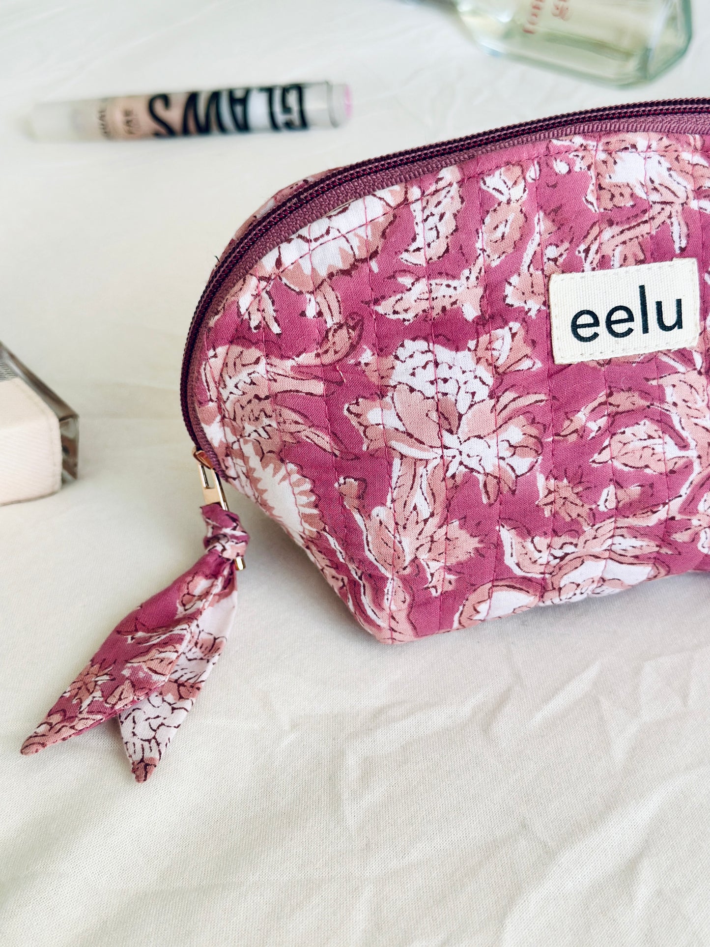 Tara Petite Pouch | Mauve Bloom Cotton Mini Case