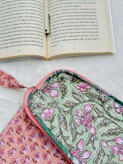 Quilted Cotton Laptop Case | Nude Pink
