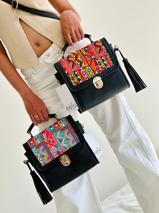 Siya Hand Woven Sling Bag- Mirror Work