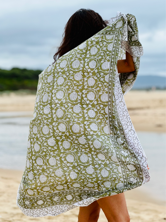 AARNA Hand-block Printed Sarong - Pure Cotton