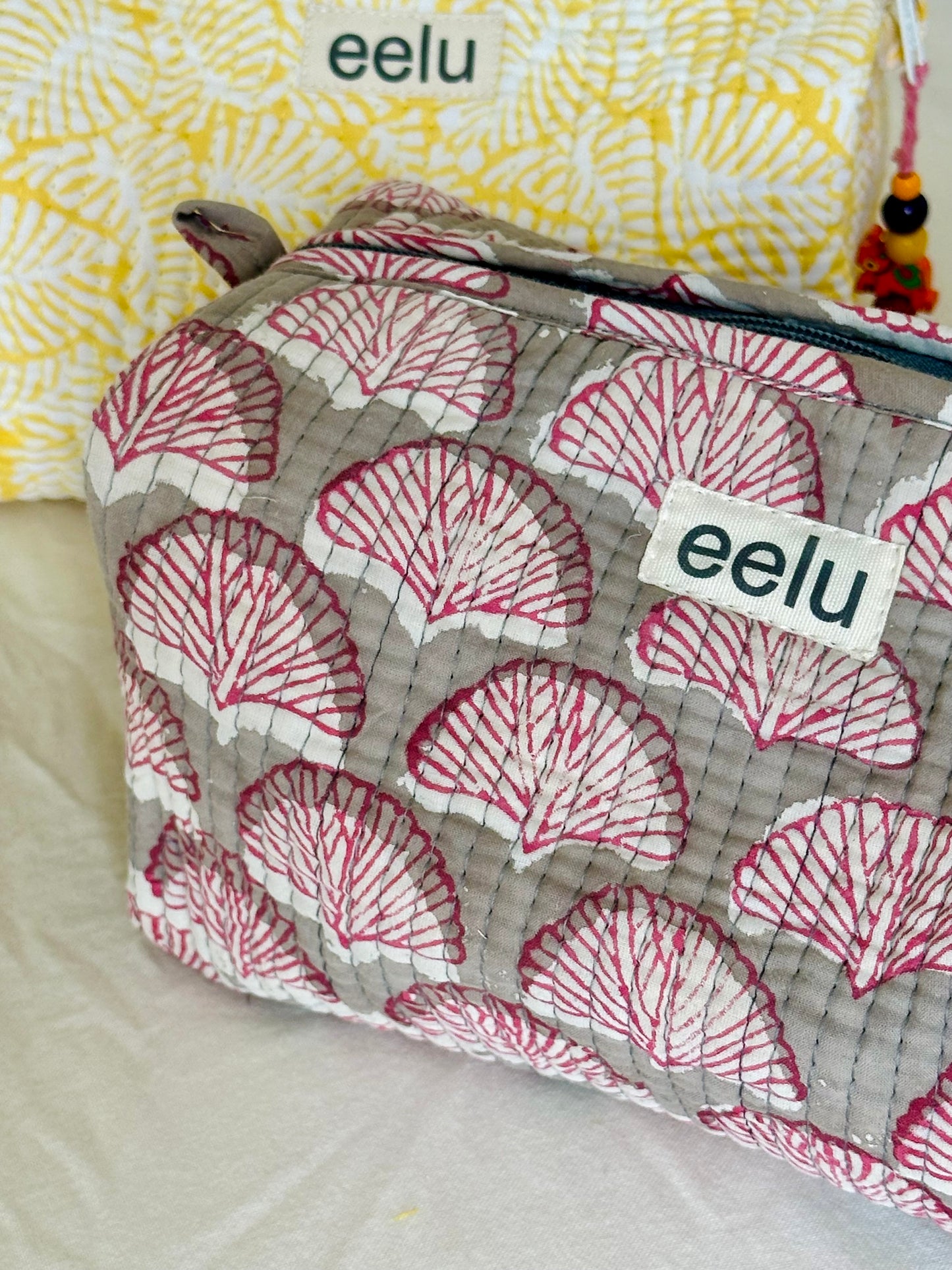 SHELL Hand Printed Make Up Bag