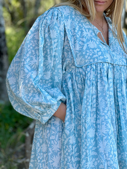 Rutoo Mini Dress - Ocean Mist Blue | Petite Friendly