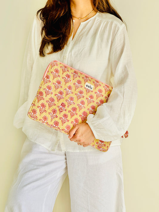 Quilted Cotton Laptop Case | Buttercream Cotton