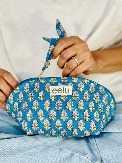Neela Petite Pouch – Quilted Cotton Coin & Travel Bag | Hand-Printed Mini Case