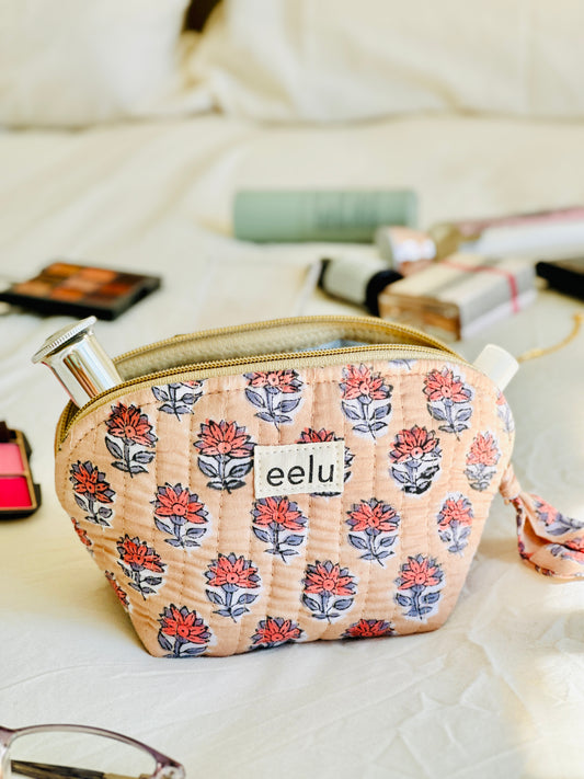 Tara Petite Pouch | Toffee Rose Cotton Mini Case