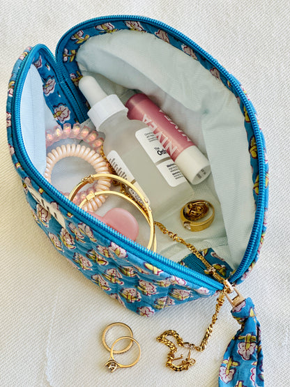 Neela Petite Pouch – Quilted Cotton Coin & Travel Bag | Hand-Printed Mini Case