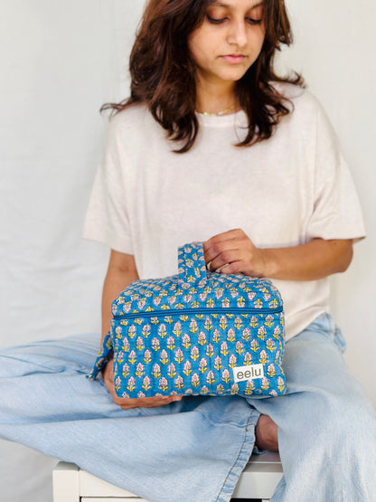 Neela Vanity Case – Handprinted Quilted Travel Organizer Bag