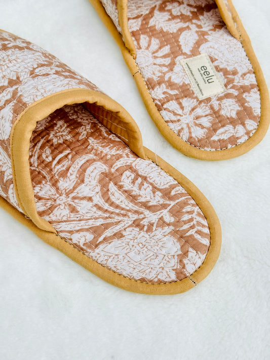 Handmade Cotton Slippers | Sandalwood Quilted Indoor Wear