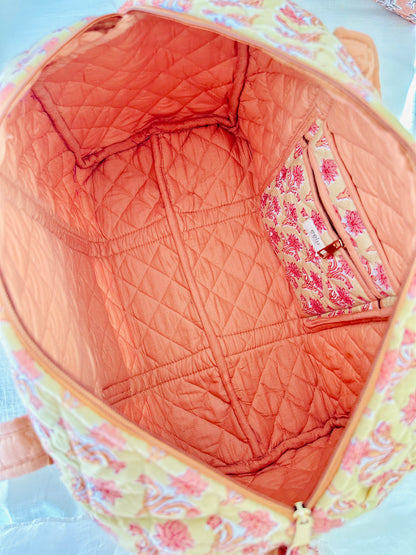 Quilted Cotton Overnight Travel Bag | Buttercream Cotton