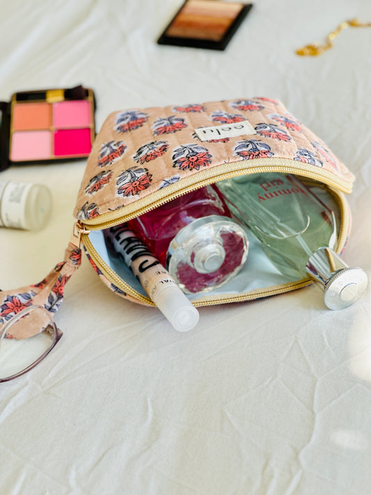 Tara Petite Pouch | Toffee Rose Cotton Mini Case