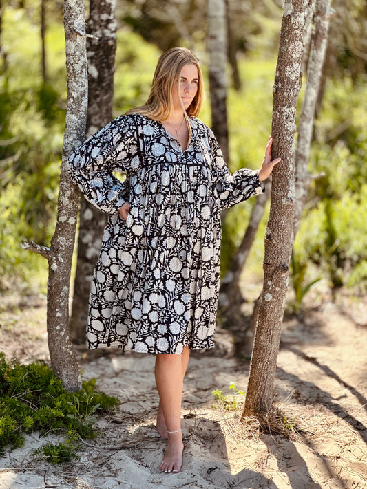 Bagh Midi Dress - Midnight Black