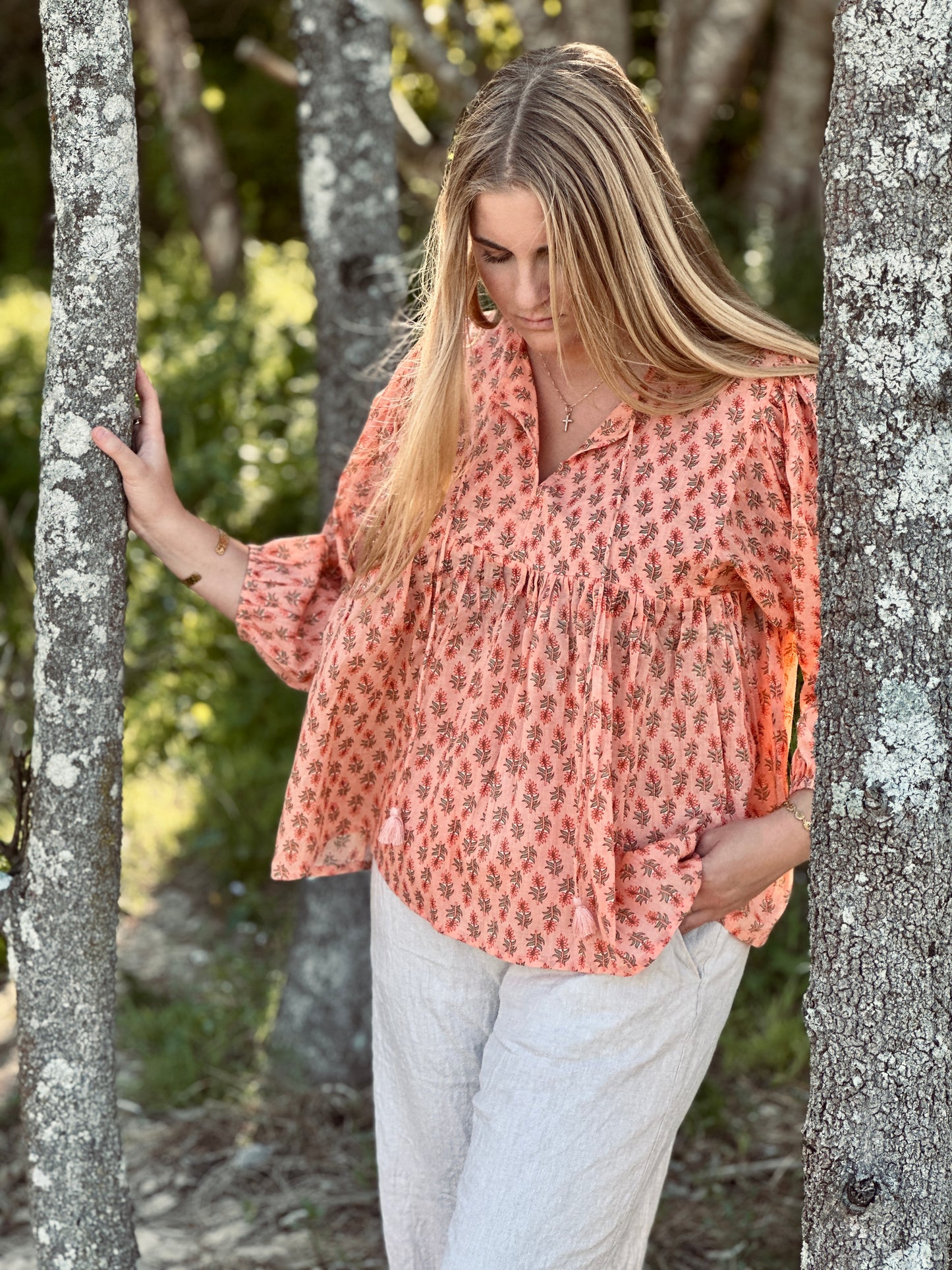 Mehek Blouse - Sunset Coral