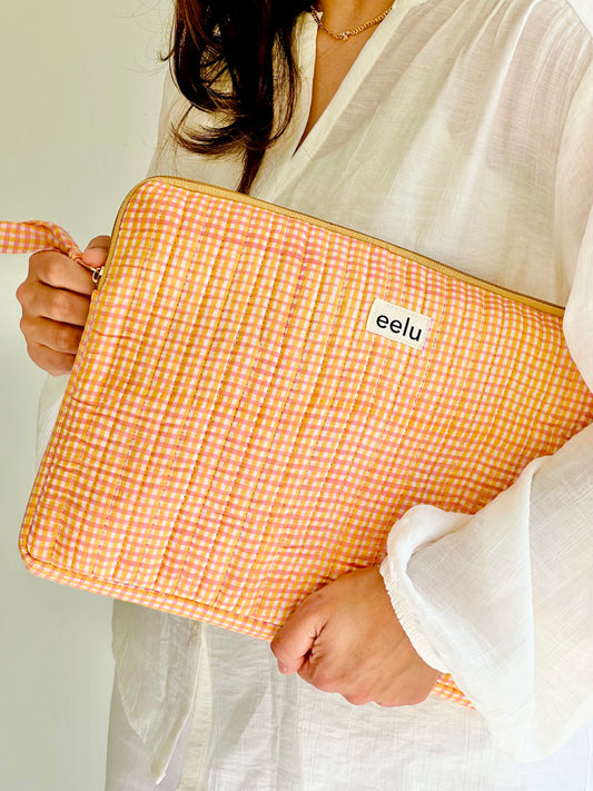 Quilted Cotton Laptop Case | Citrusy Orange