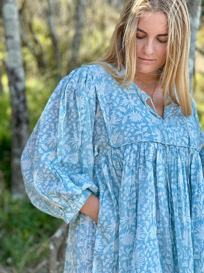 Rutoo Mini Dress - Ocean Mist Blue | Petite Friendly