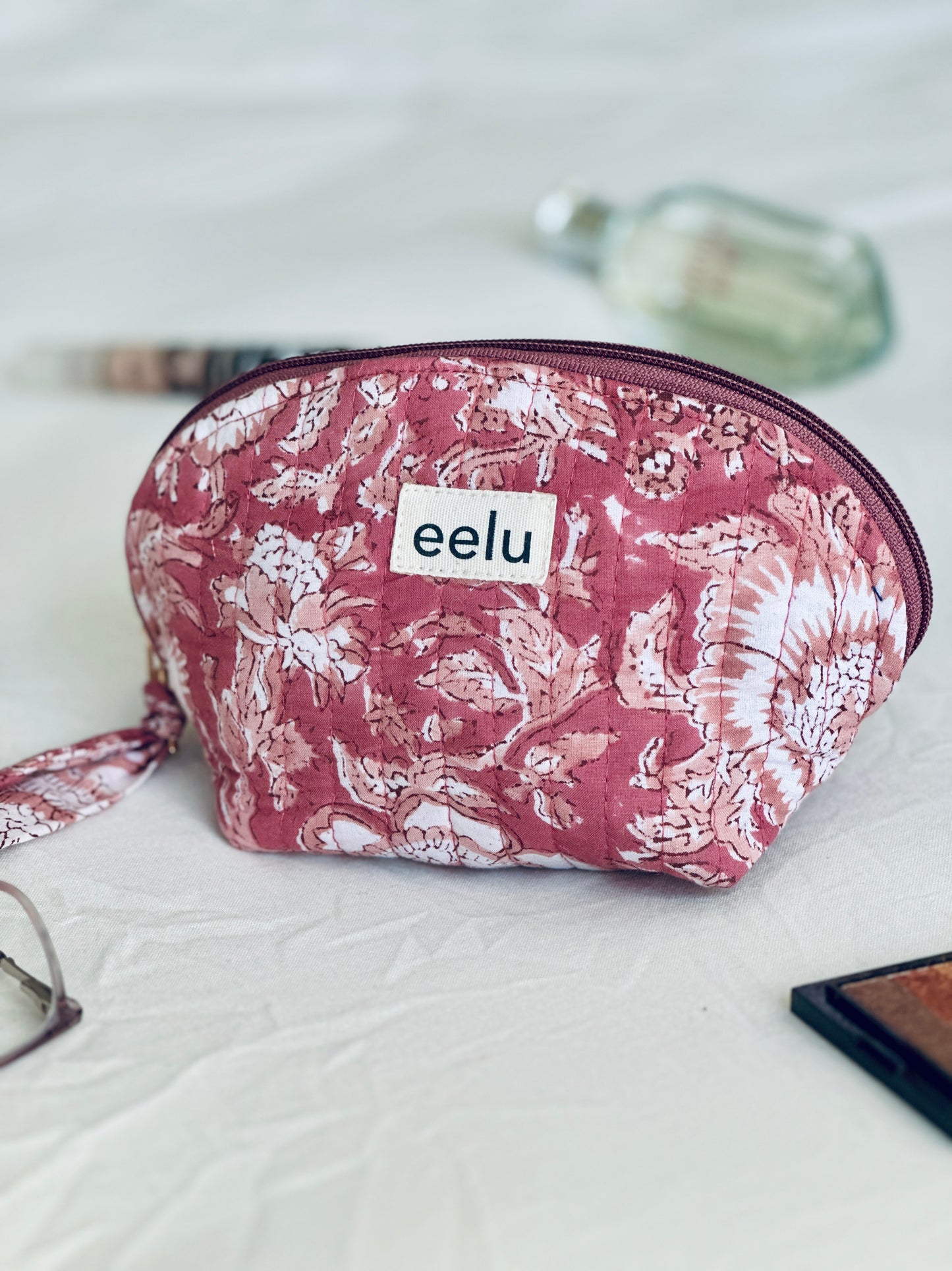 Tara Petite Pouch | Mauve Bloom Cotton Mini Case