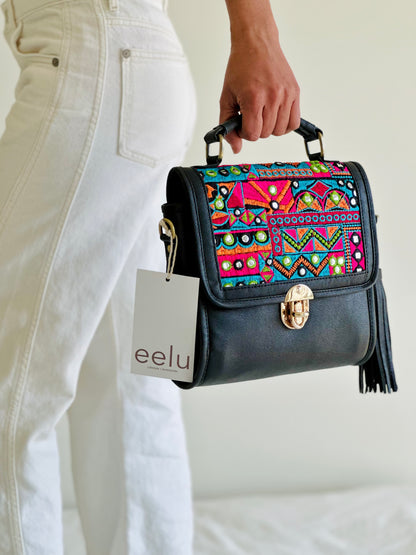 Aari Hand Woven Sling Bag- Mirror Work