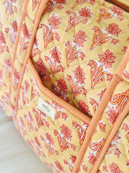 Quilted Cotton Overnight Travel Bag | Buttercream Cotton