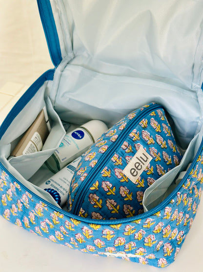 Neela Vanity Case – Handprinted Quilted Travel Organizer Bag