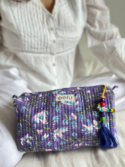 Dhumal Quilted Makeup Pouch – Handcrafted Cotton Travel Bag | Small & Large