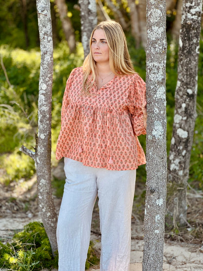 Mehek Blouse - Sunset Coral